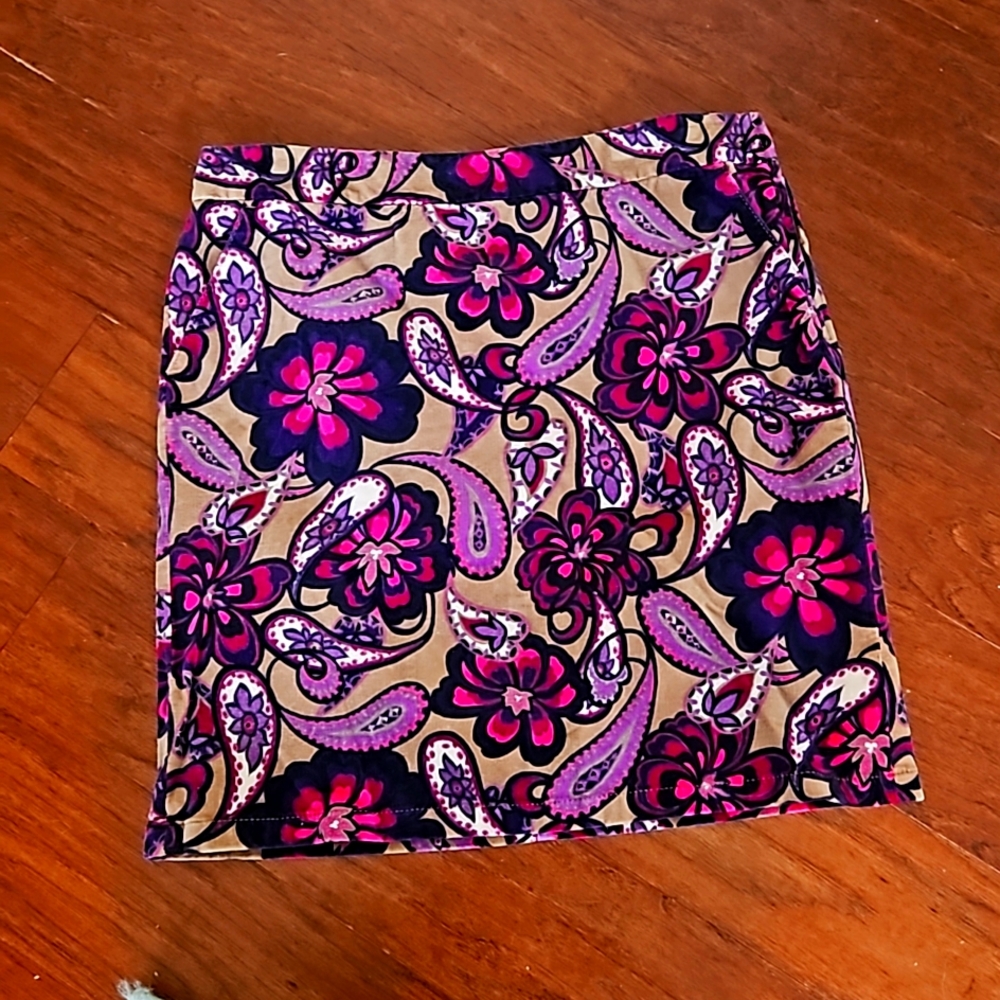 Ann Taylor Size 8P paisley corduroy skirt